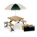 Picnic Plus Wooden 4 Seat Picnic Table w/ Umbrella